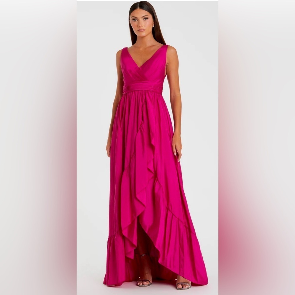 Mac Duggal 67835 Nwt Taffeta High Low Ruffle Gown